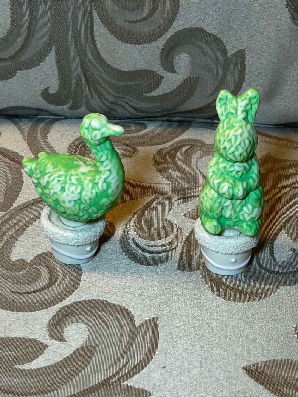 Department 56 Topiary Bush Duck Rabbit Set White Pot Porcelain Easter Home Decor